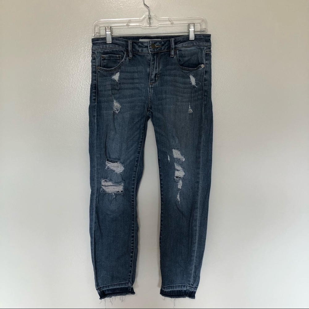 Hidden Skinny Jeans Distressed Raw Hem 28